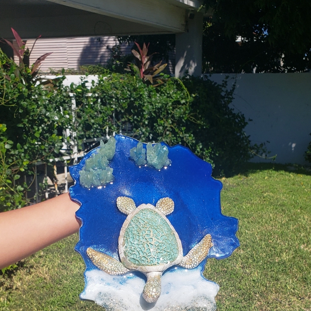 Resin HANDMADE tj Maxx turtle on beach